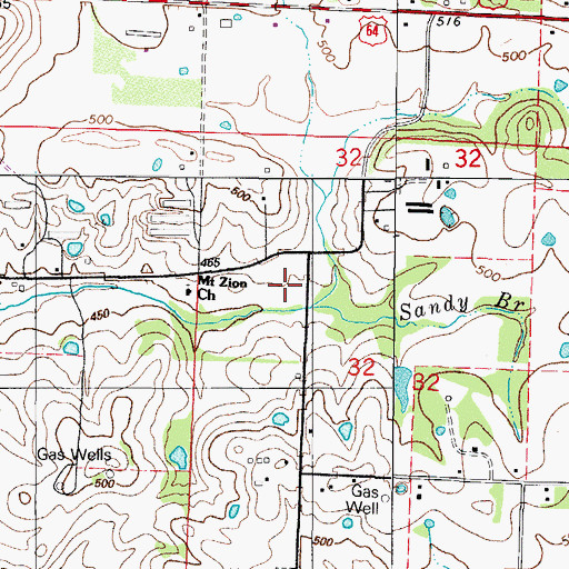 Topographic Map of Mount Zion Church, AR