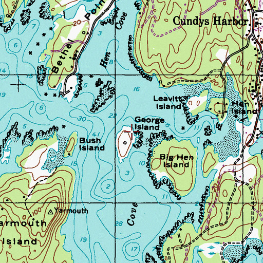 Topographic Map of George Island, ME