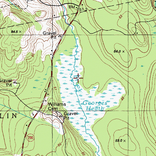 Topographic Map of Georges Heath, ME