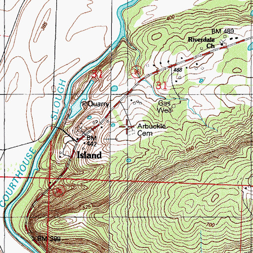 Topographic Map of Arbuckle Cemetery, AR