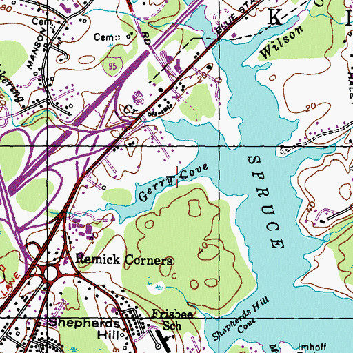 Topographic Map of Gerry Cove, ME
