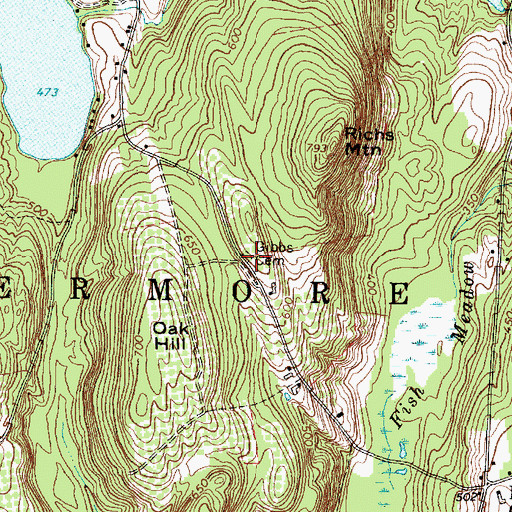 Topographic Map of Gibbs Cemetery, ME