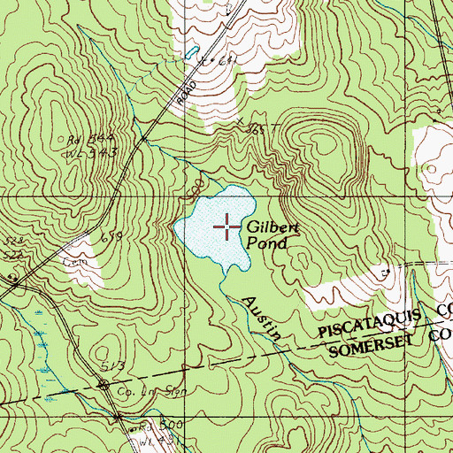 Topographic Map of Gilbert Pond, ME