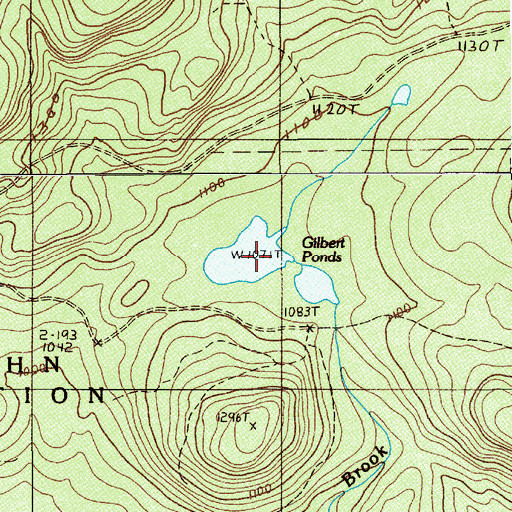 Topographic Map of Gilbert Ponds, ME