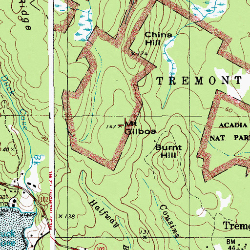 Topographic Map of Mount Gilboa, ME
