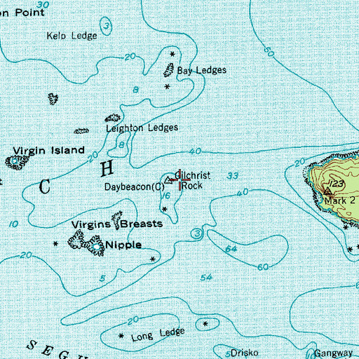 Topographic Map of Gilchrist Rock, ME