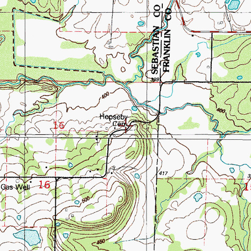 Topographic Map of Hepseby Cemetery, AR