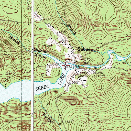 Topographic Map of Gillman Brook, ME