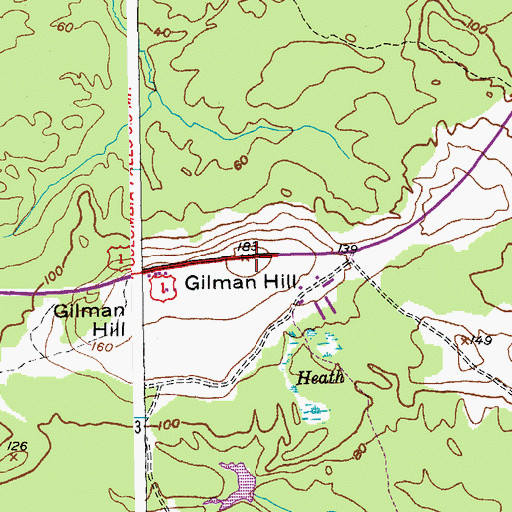 Topographic Map of Gilman Hill, ME