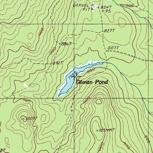 Topographic Map of Gilman Pond, ME