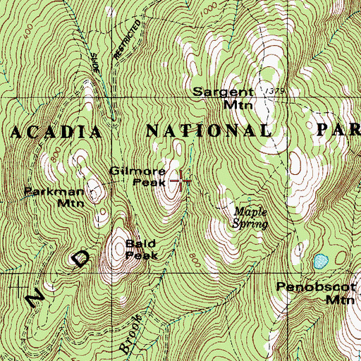 Topographic Map of Gilmore Peak, ME