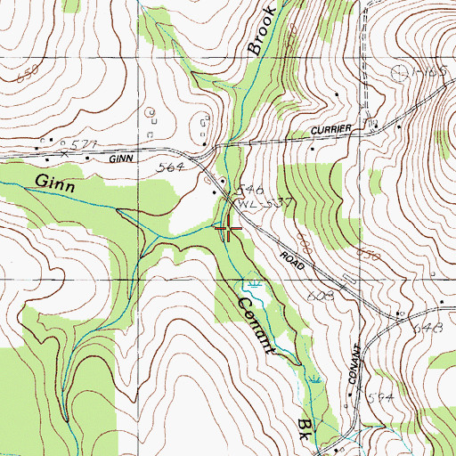 Topographic Map of Ginn Brook, ME