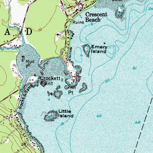 Topographic Map of Ginn Point, ME