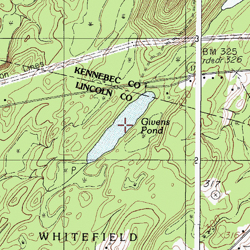 Topographic Map of Givens Pond, ME