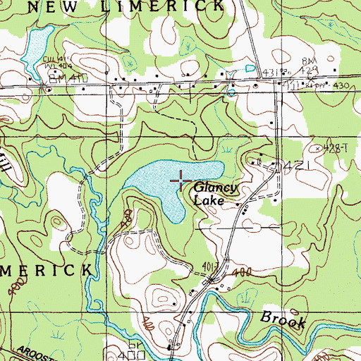 Topographic Map of Glancy Lake, ME