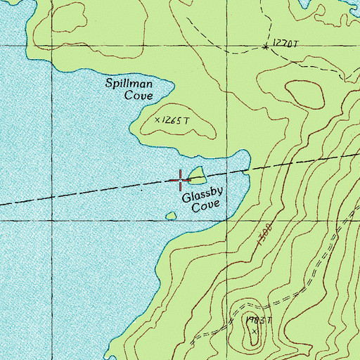 Topographic Map of Glassby Cove, ME