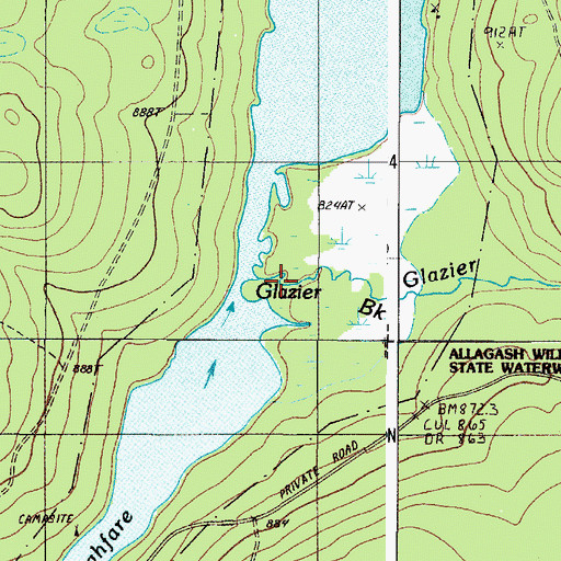 Topographic Map of Glazier Brook, ME