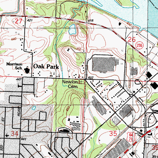 Topographic Map of Newlon Cemetery, AR