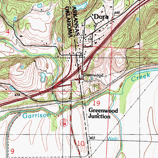 Topographic Map of Greenwood, AR