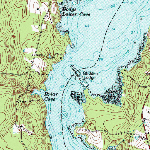 Topographic Map of Glidden Ledge, ME