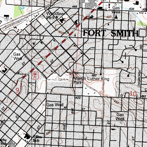 Topographic Map of Miliking Park, AR