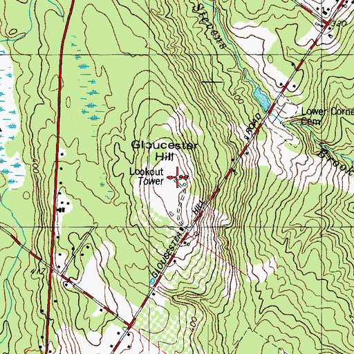 Topographic Map of Gloucester Hill, ME