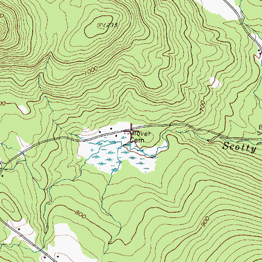 Topographic Map of Glover Cemetery, ME