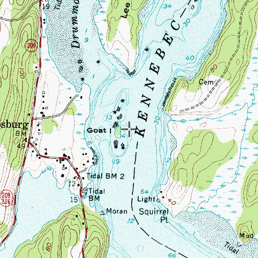 Topographic Map of Goat Island, ME