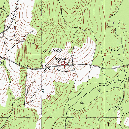 Topographic Map of Goddard Cemetery, ME