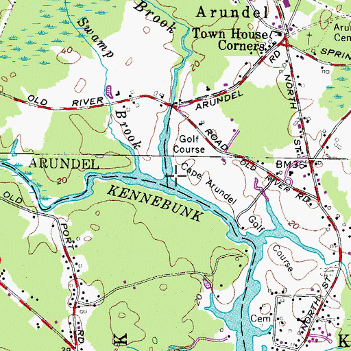 Topographic Map of Goff Mill Brook, ME