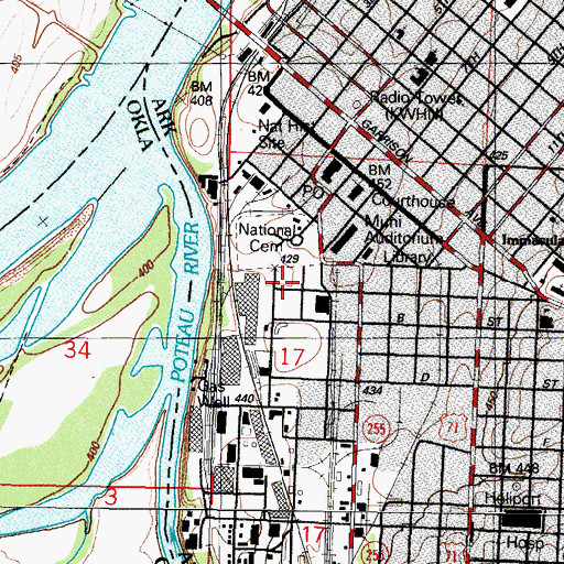 Topographic Map of Fort Smith National Cemetery, AR