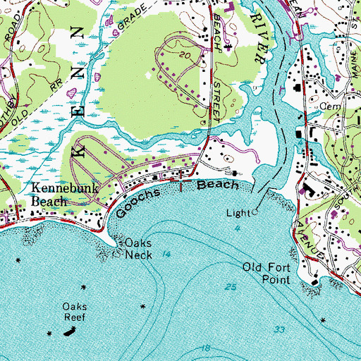 Topographic Map of Goochs Beach, ME