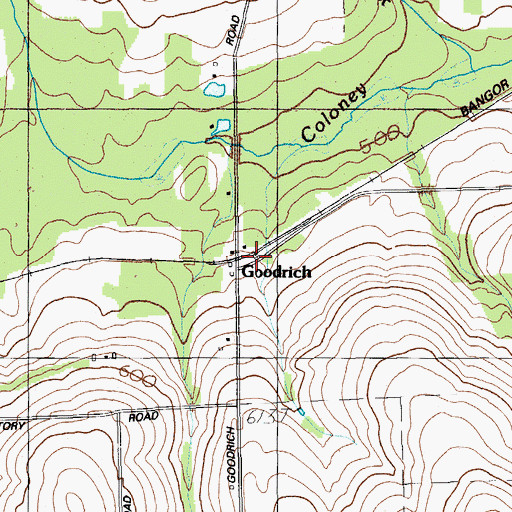 Topographic Map of Goodrich, ME