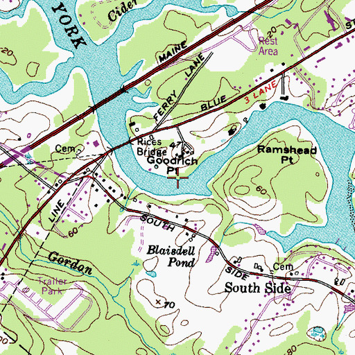 Topographic Map of Goodrich Point, ME