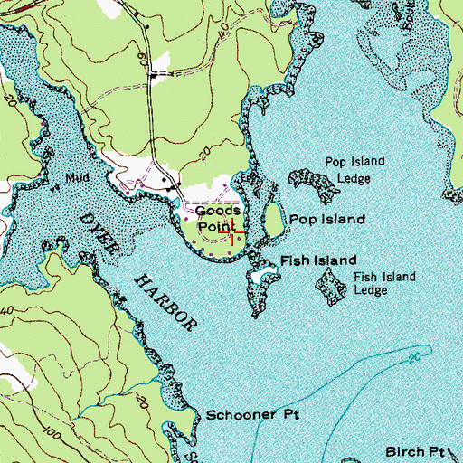 Topographic Map of Goods Point, ME