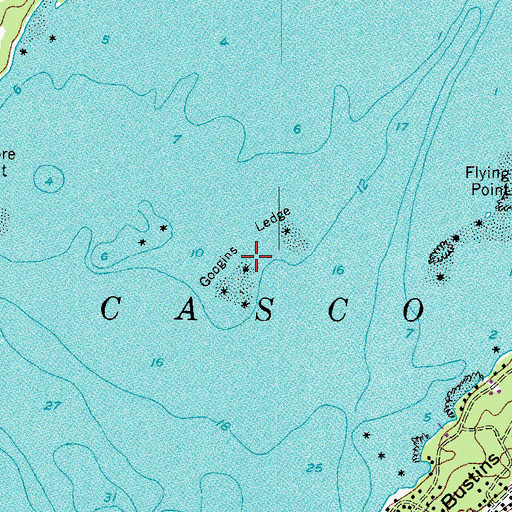 Topographic Map of Googins Ledge, ME