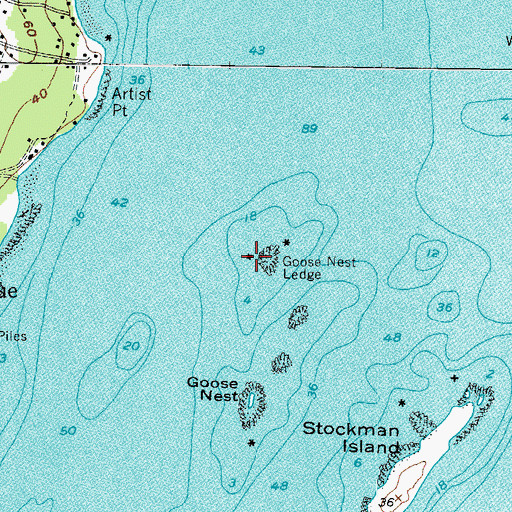 Topographic Map of Goose Nest Ledge, ME