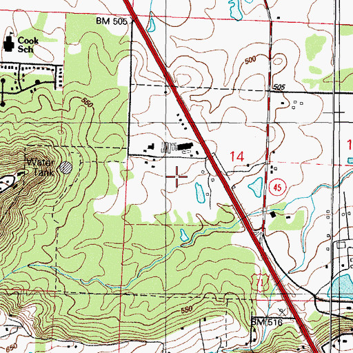 Topographic Map of Saw Mill, AR