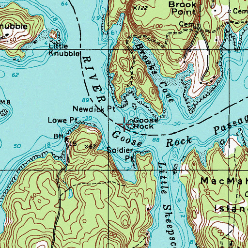 Topographic Map of Goose Rock, ME