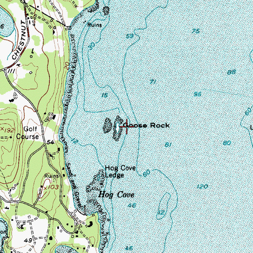 Topographic Map of Goose Rock, ME