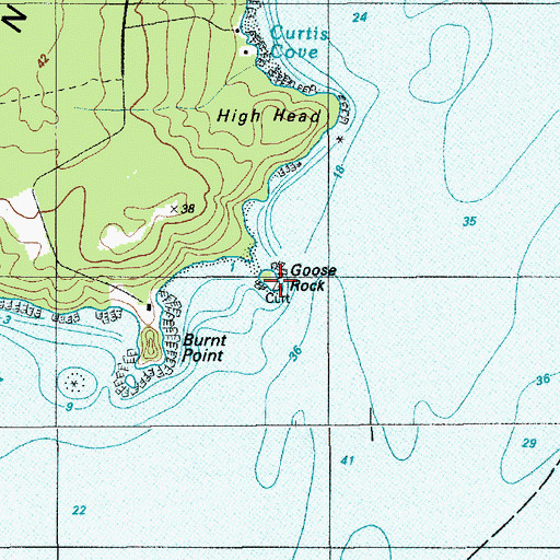 Topographic Map of Goose Rock, ME