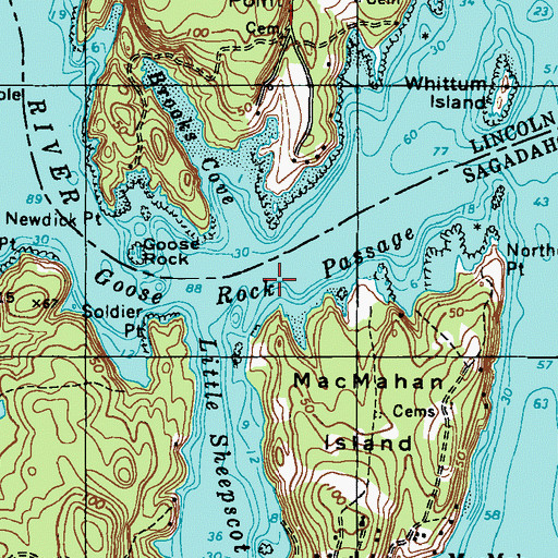 Topographic Map of Goose Rock Passage, ME