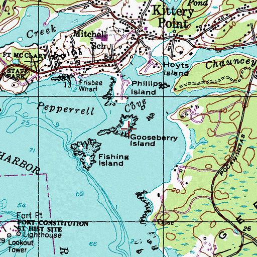 Topographic Map of Gooseberry Island, ME