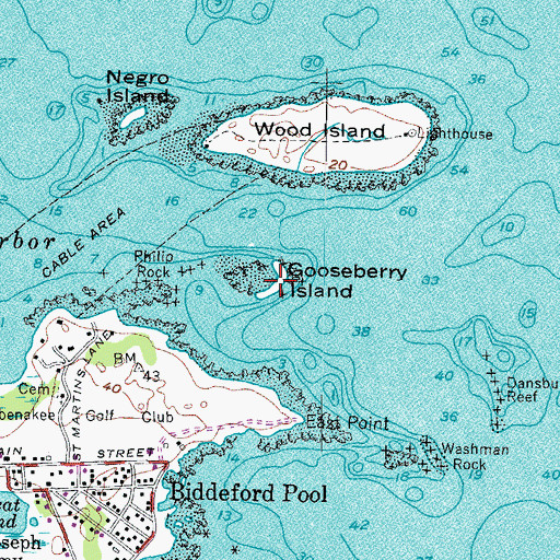 Topographic Map of Gooseberry Island, ME