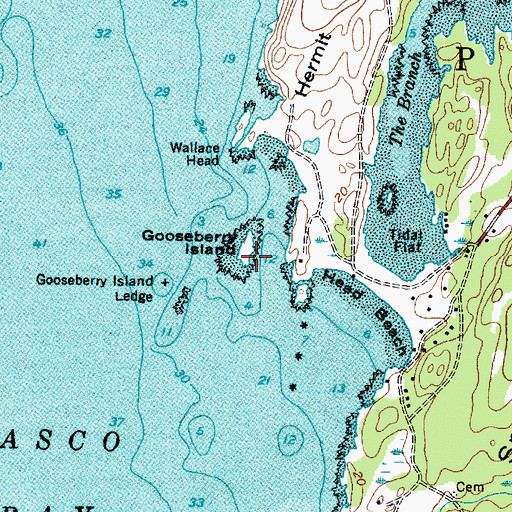 Topographic Map of Gooseberry Island, ME