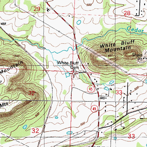 Topographic Map of White Bluff Cemetery, AR