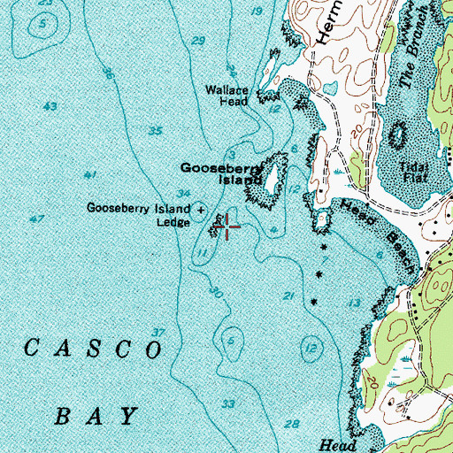 Topographic Map of Gooseberry Island Ledge, ME
