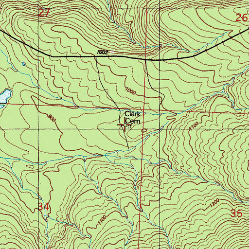 Topographic Map of Clark Cemetery, AR