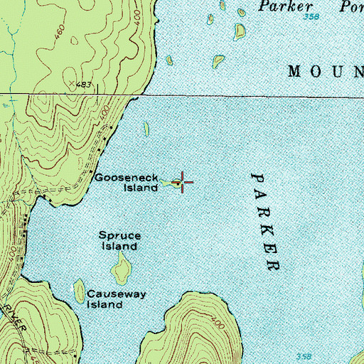 Topographic Map of Gooseneck Island, ME