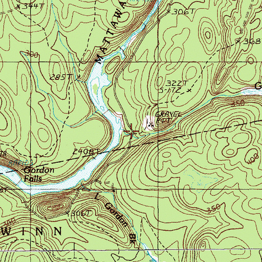 Topographic Map of Gordon Brook, ME